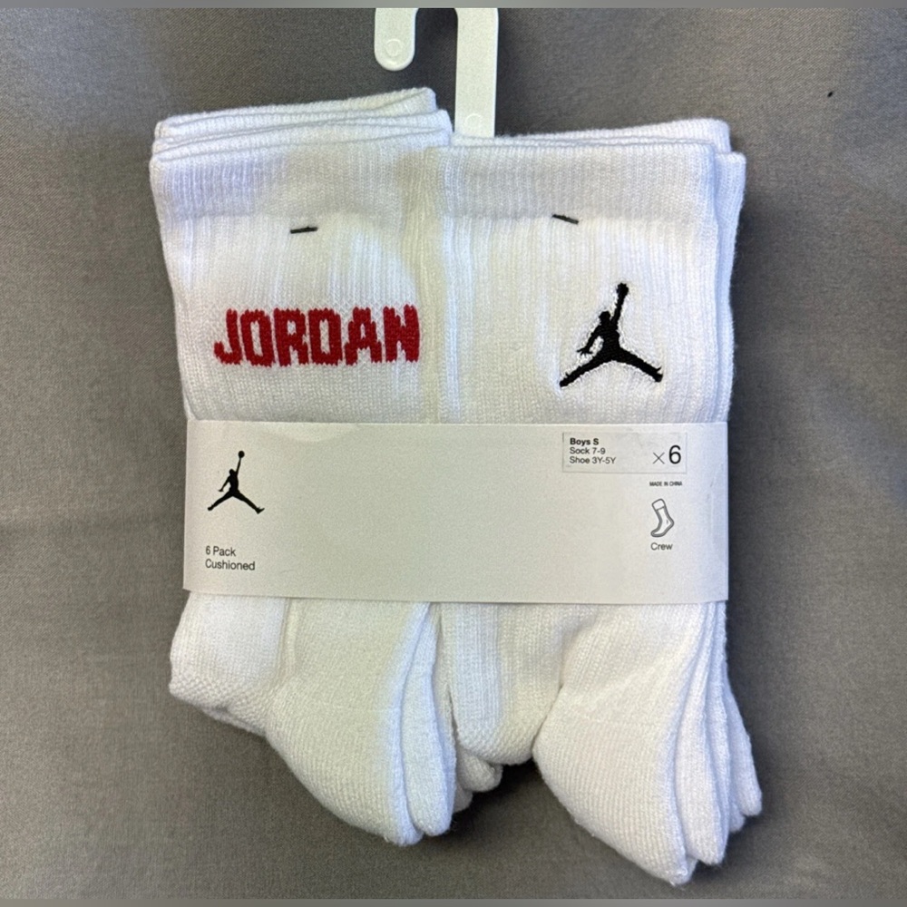 Nike Air Jordan Basketball Cushioned Crew Socks 6-Pack white adult size S M L XL